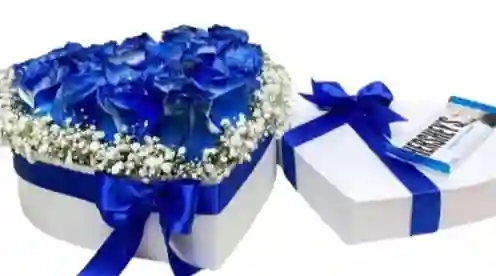 Caja De Rosas Azules