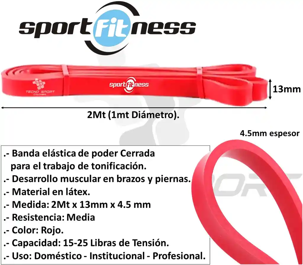 Kit 4 Pzs Banda Poder Elástica Sportfitness Tonificacion Gym