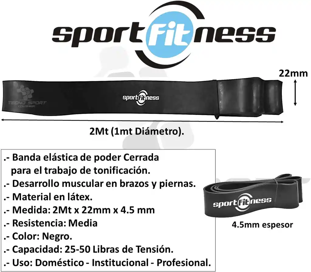 Kit 4 Pzs Banda Poder Elástica Sportfitness Tonificacion Gym