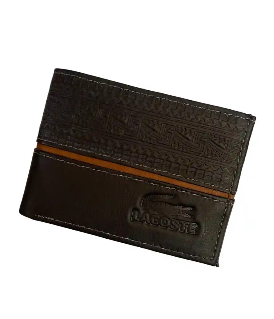 Billetera Hombre Cuero Negra Con Franja Cafe Garantia Original