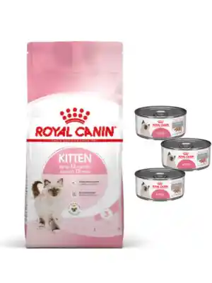 Royal Canin Salud Felina Nutrición Seco Kitten 2 Kg + 3 Latas Loaf