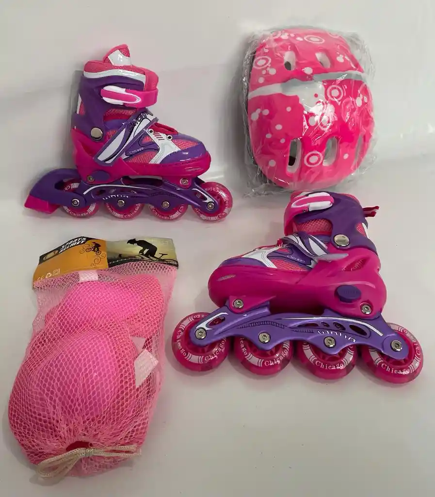 Kit Patines Semiprofesionales Chicago Niñ@s Fucsia Morado T: M