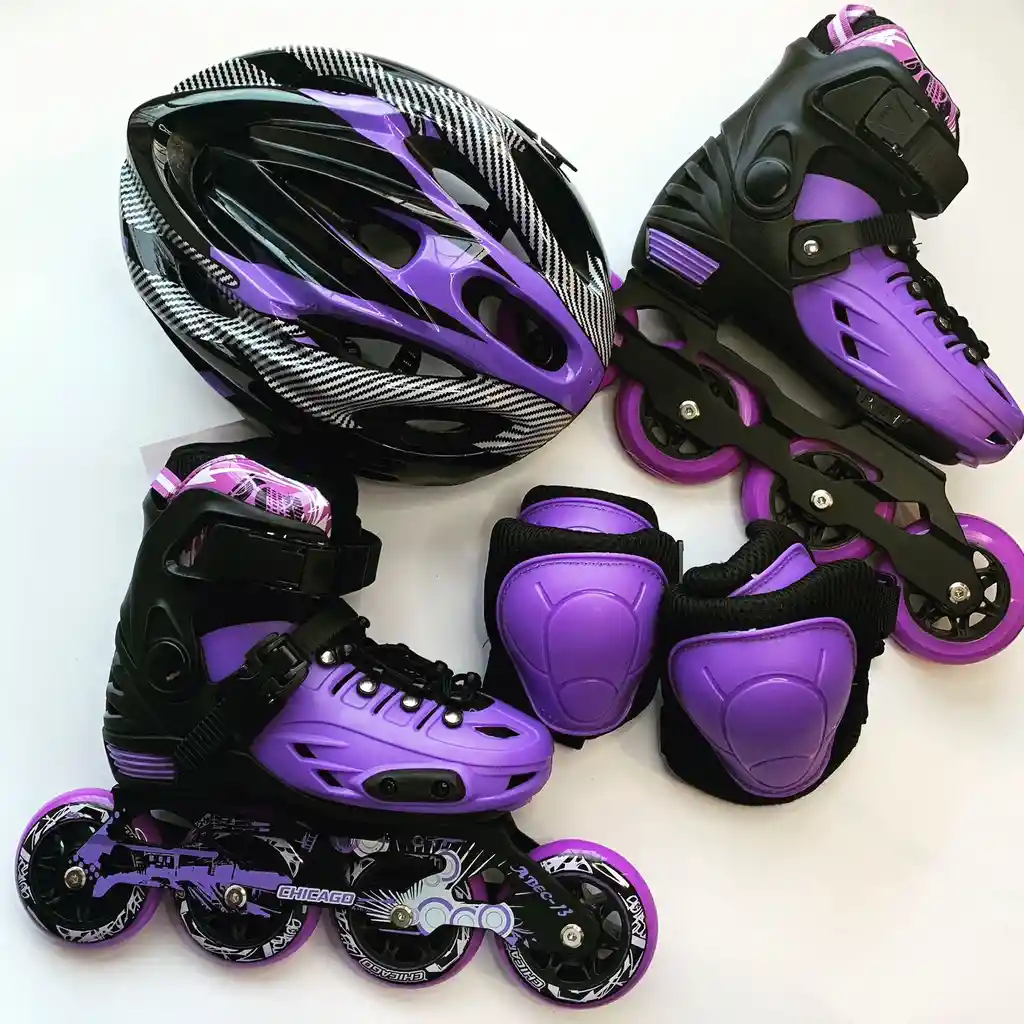 Kit Patines Semiprofesionales Chicago Antichoque Morado