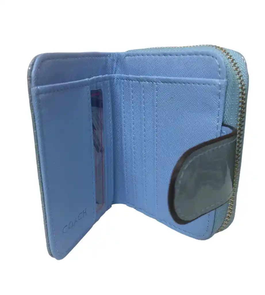 Billetera Cartera Color Azul Claro Cuerina Mujer