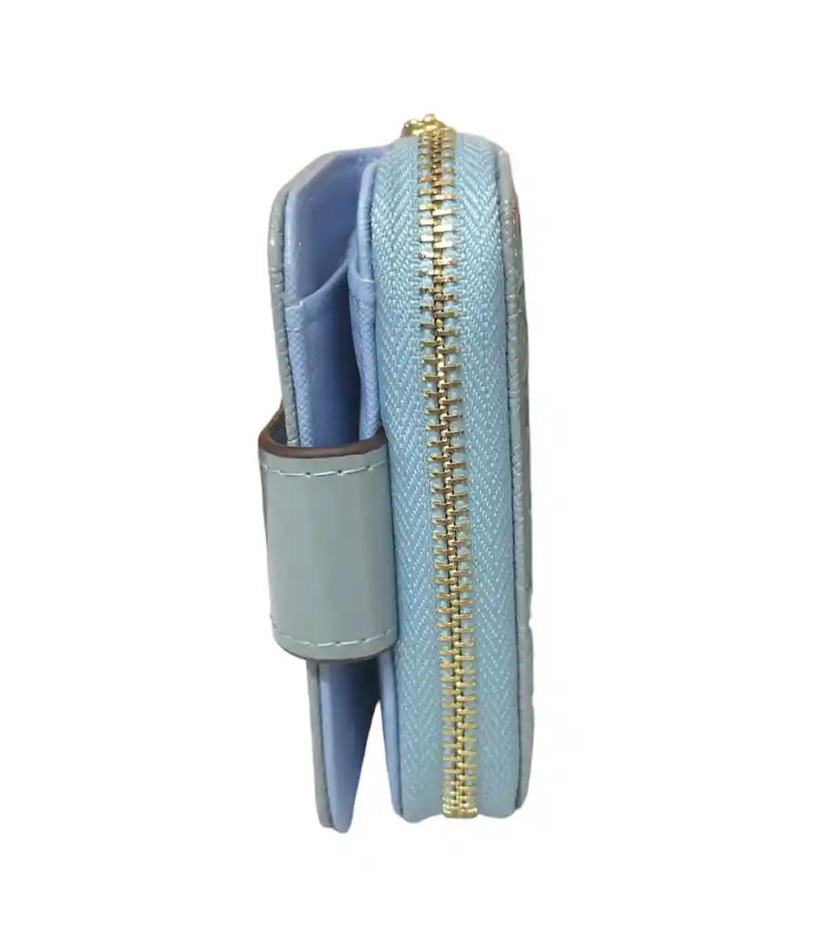 Billetera Cartera Color Azul Claro Cuerina Mujer