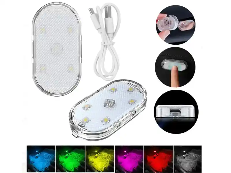 Luz Led Tactil Adhesiva Para Techo De Carro Multicolor Con Control Inhambrico