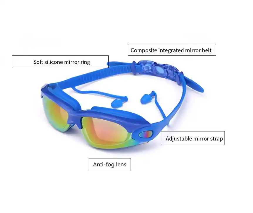 Gafas De Natación Espejo Con Tapa Oídos Incluido - Azul