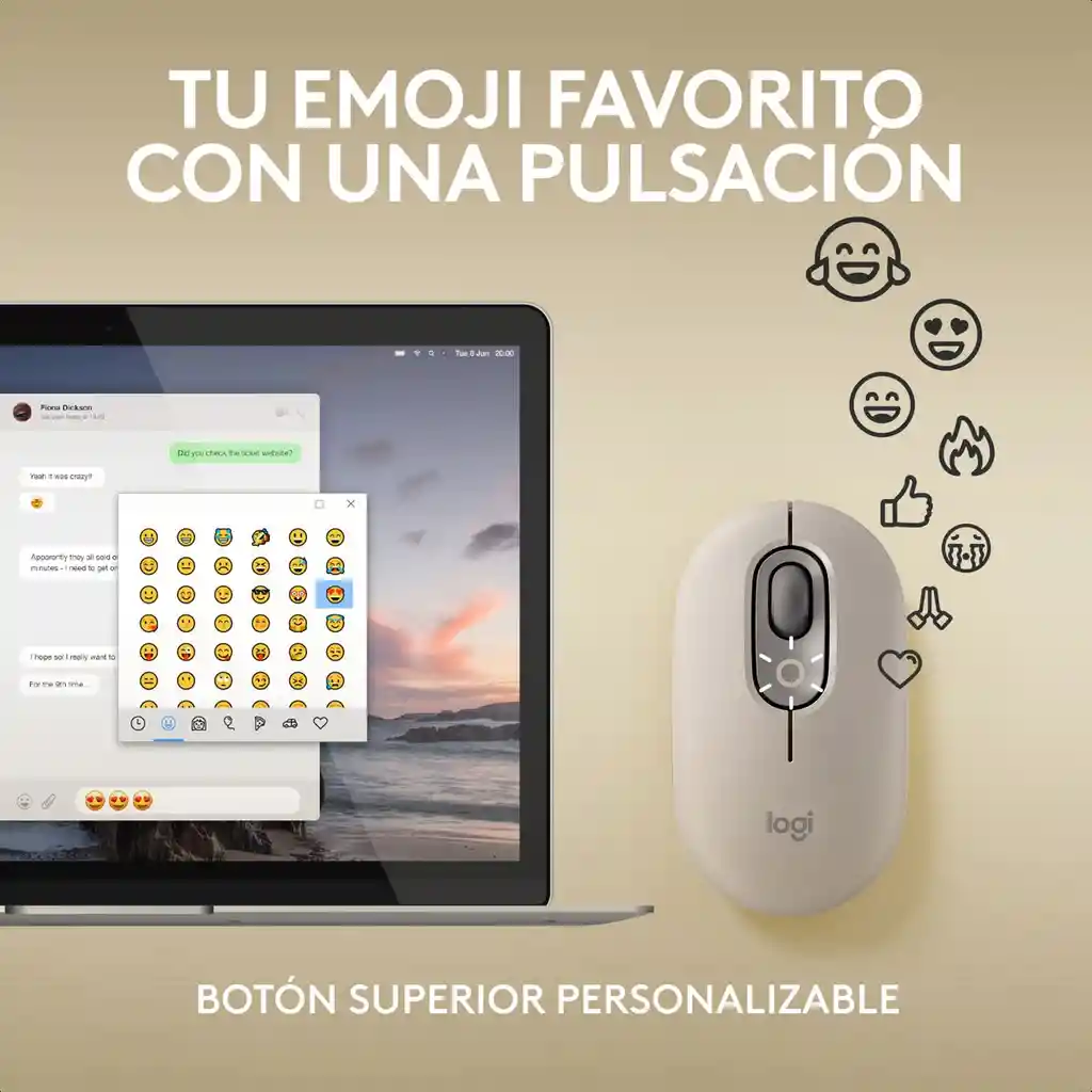 Mouse Bluetooth Función Emojis Personaliza Logitech Pop Mist