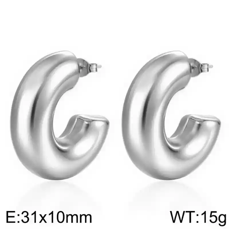 Aretes Hoops Liso Plata