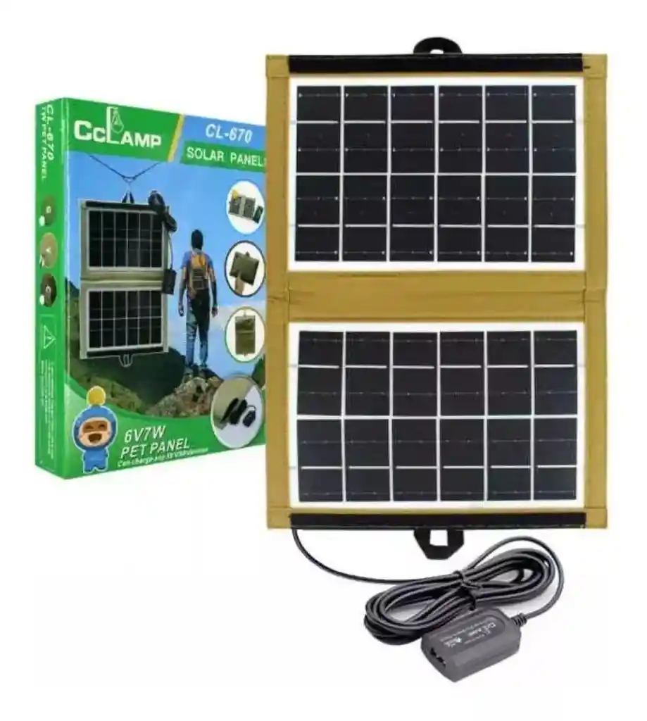 Panel Solar Cl-670 Viajero 6v 7w Puerto Usb Carga + Estuche