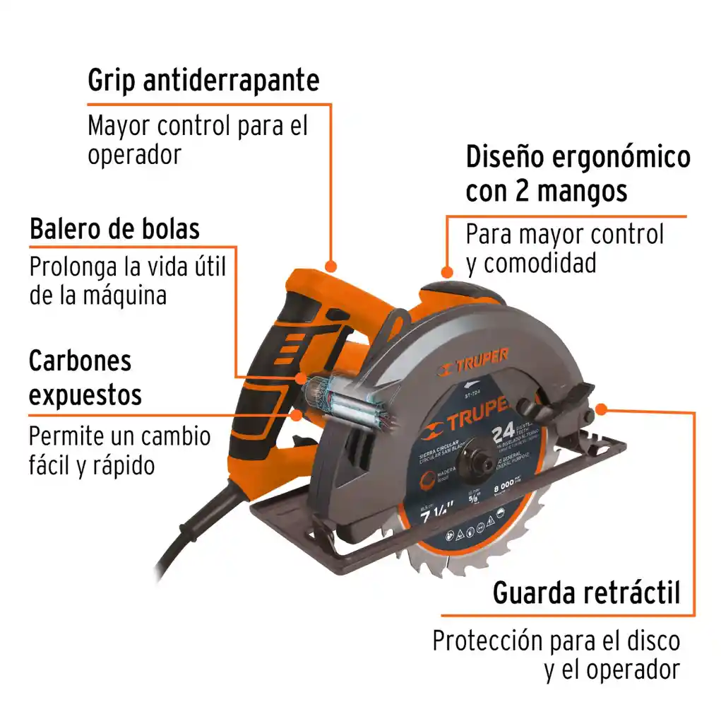 Sierra Circular 7"1/4 De 1500w Truper - 11004