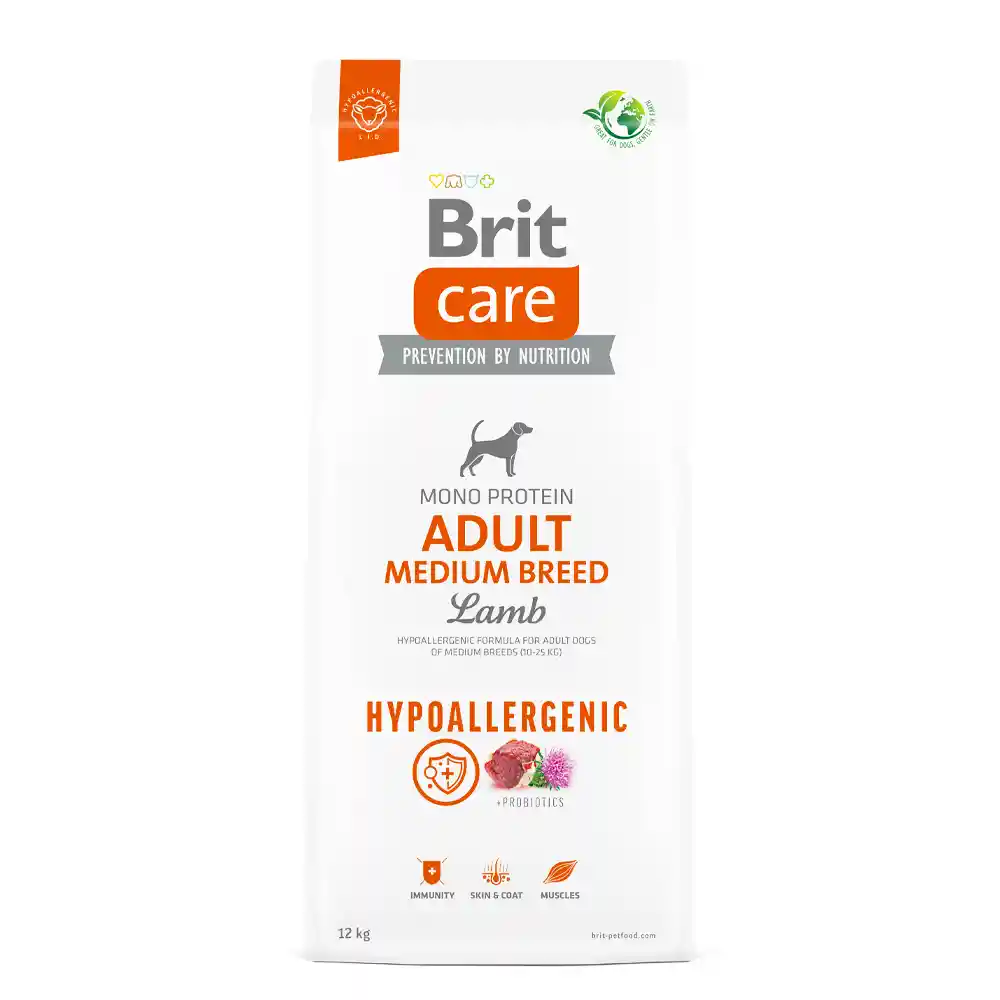 Brit Care Dog Hypoallergenic Adult Medium Breed Lamb X 12 Kg