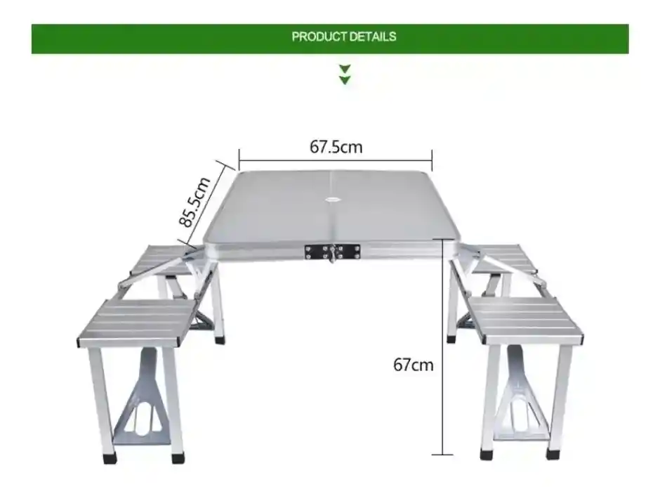 Mesa Plegable Con Sillas Para Exteriores Picnic Camping Estuche