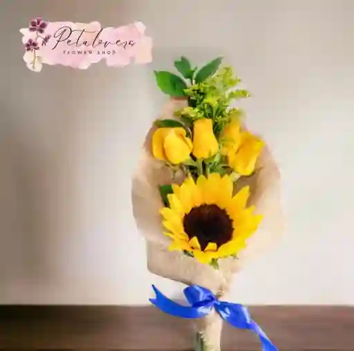 Arreglo Floral, Girasol Y Rosas Amarillas