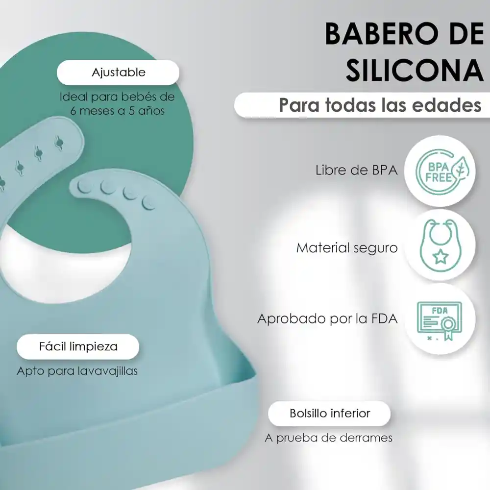 Set Vajilla En Silicona Para Bebe Cubiertos 5 Piezas Sin Bpa