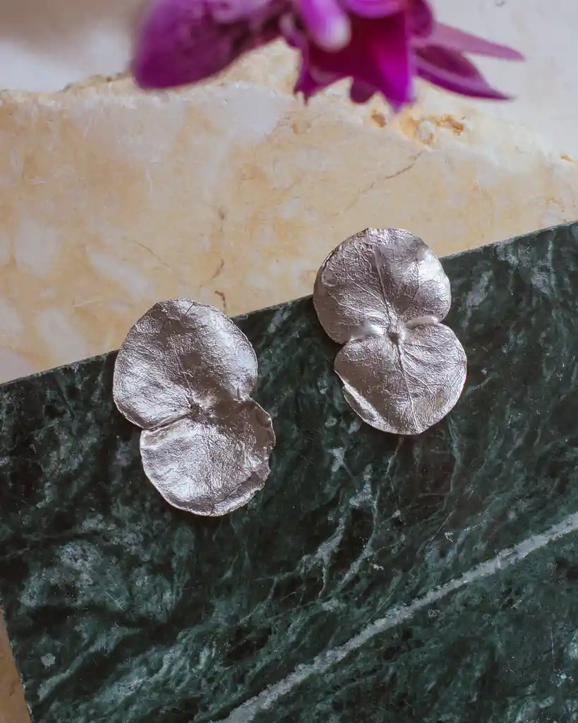 Aretes Topo Eucalipto Plata Ecológica