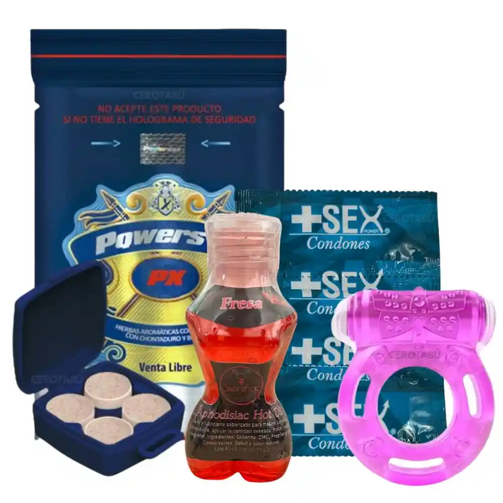 Kit Sexual Anillo + Aceite Comestible + Potenciador + Condon