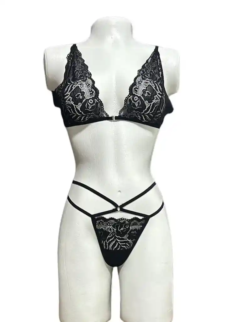 Lenceria Sexy Conjunto Ropa Interior Sexy Flor Negro