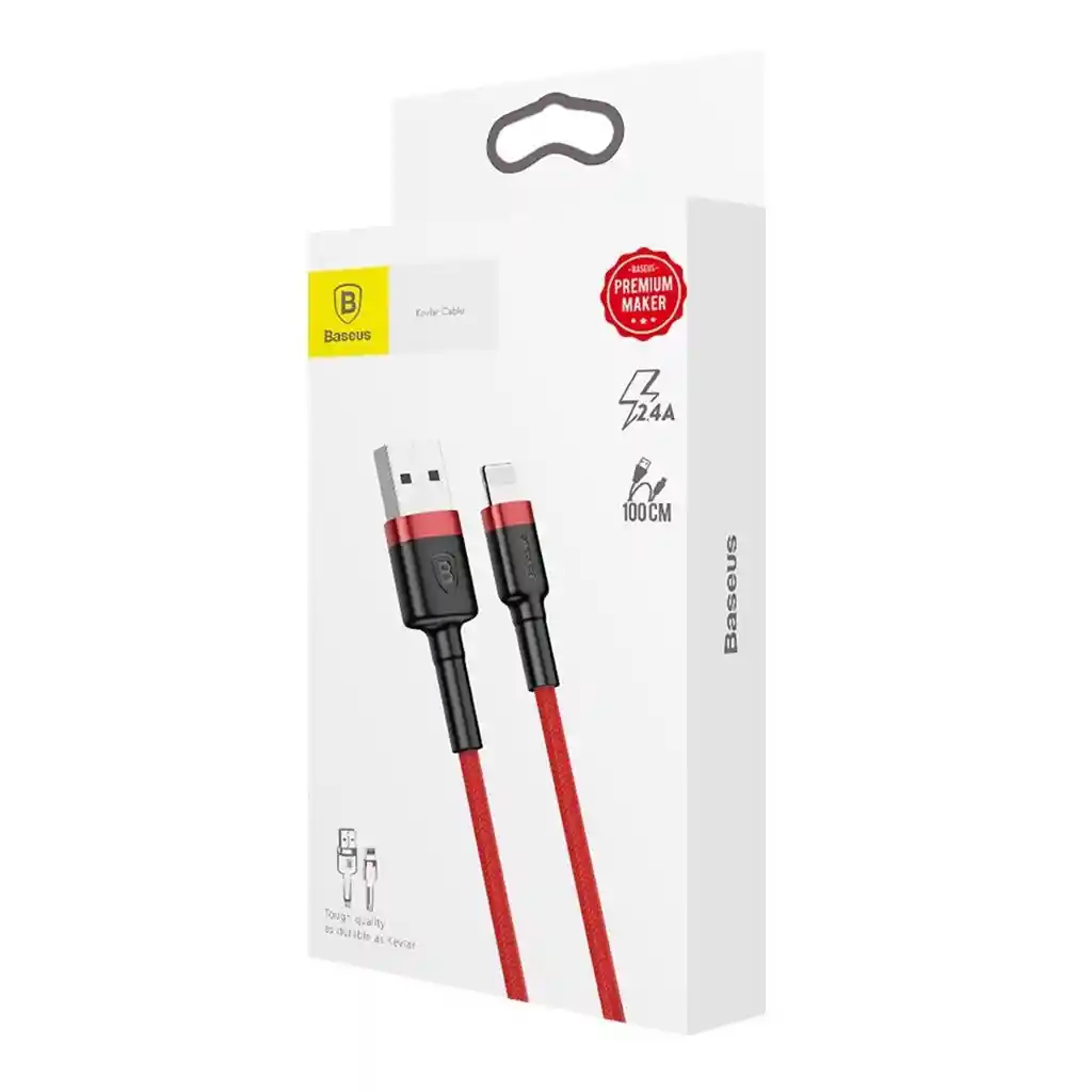 Cable Para Iphone Reforzado De 1m Uso Rudo Rojo
