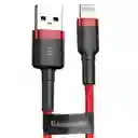 Cable Para Iphone Reforzado De 1m Uso Rudo Rojo