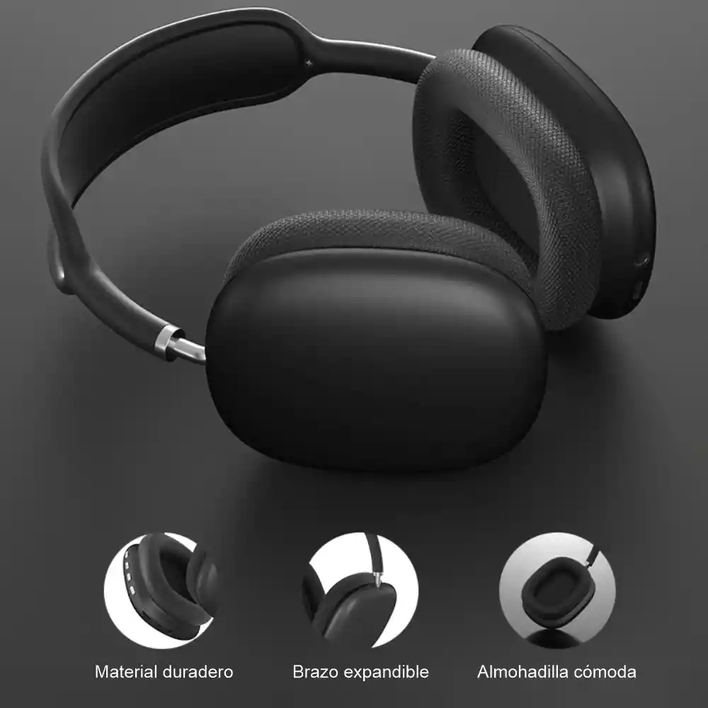 Audifonos Inalambricos Bluetooth Over Ear Diadema Estereo P9-negro