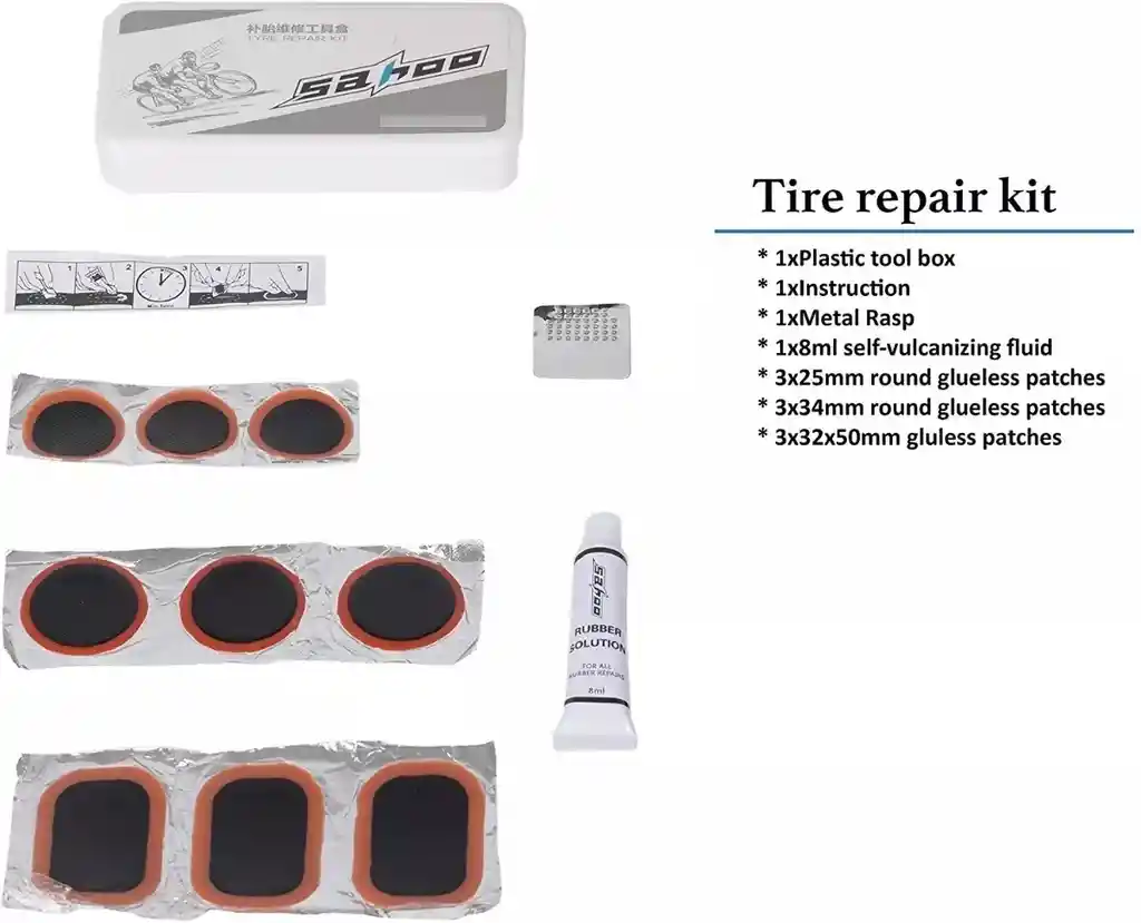 Kit Herramienta Despinche Bicicleta Inflador Bomba Parches
