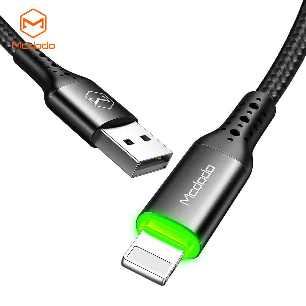 Cable Para Iphone 1.8m Led Inteligente Con Led Uso Rudo Mcdodo