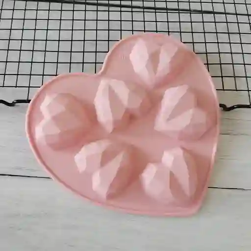 Molde Silicona En Forma De Corazon X 6 Corazones Geometricos