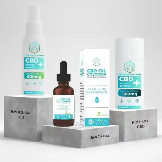 Tres Productos Aceite Cbd 5% 15ml + Roll-on + Emulgel Cbd