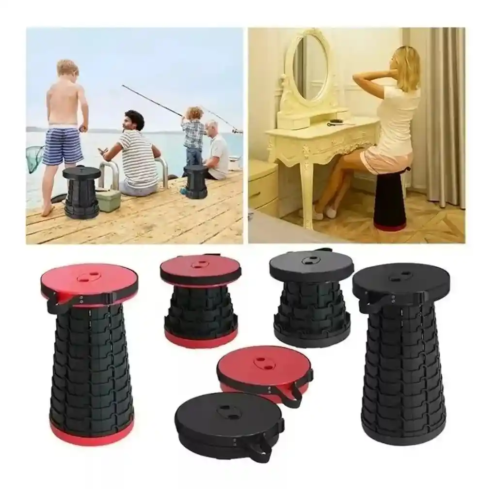 Silla Plegable Redonda Butaco Retráctil Resiste 130 Kg