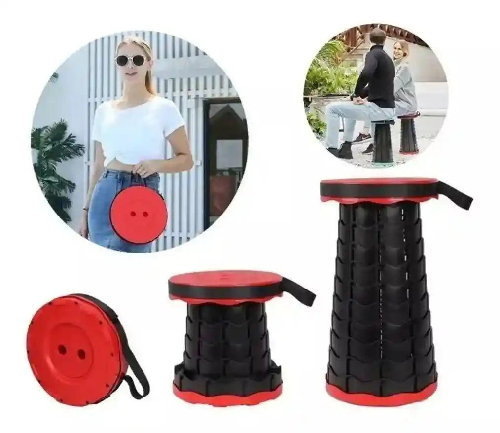 Silla Plegable Redonda Butaco Retráctil Resiste 130 Kg