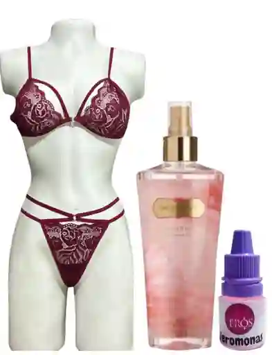 Lencería Sexy + Splash Perfume Victoria Secret + Feromonas Concentradas Conjunto Ropa Interior Para Dama San Valentín Kit