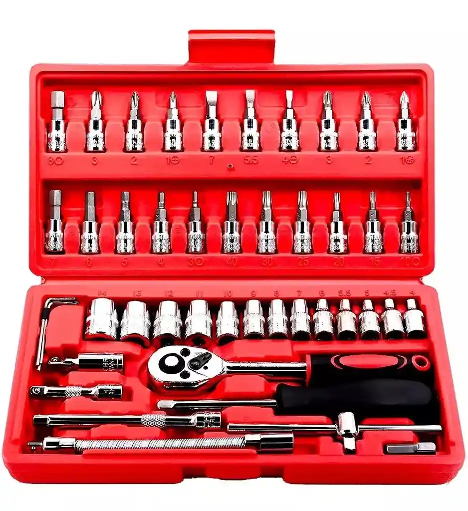 Juego De Copas Herramientas 46 Piezas Mecanica Ratchet 1/4