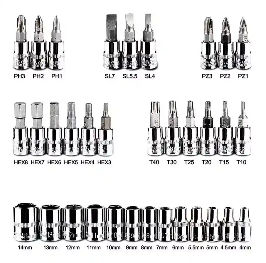 Juego De Copas Herramientas 46 Piezas Mecanica Ratchet 1/4