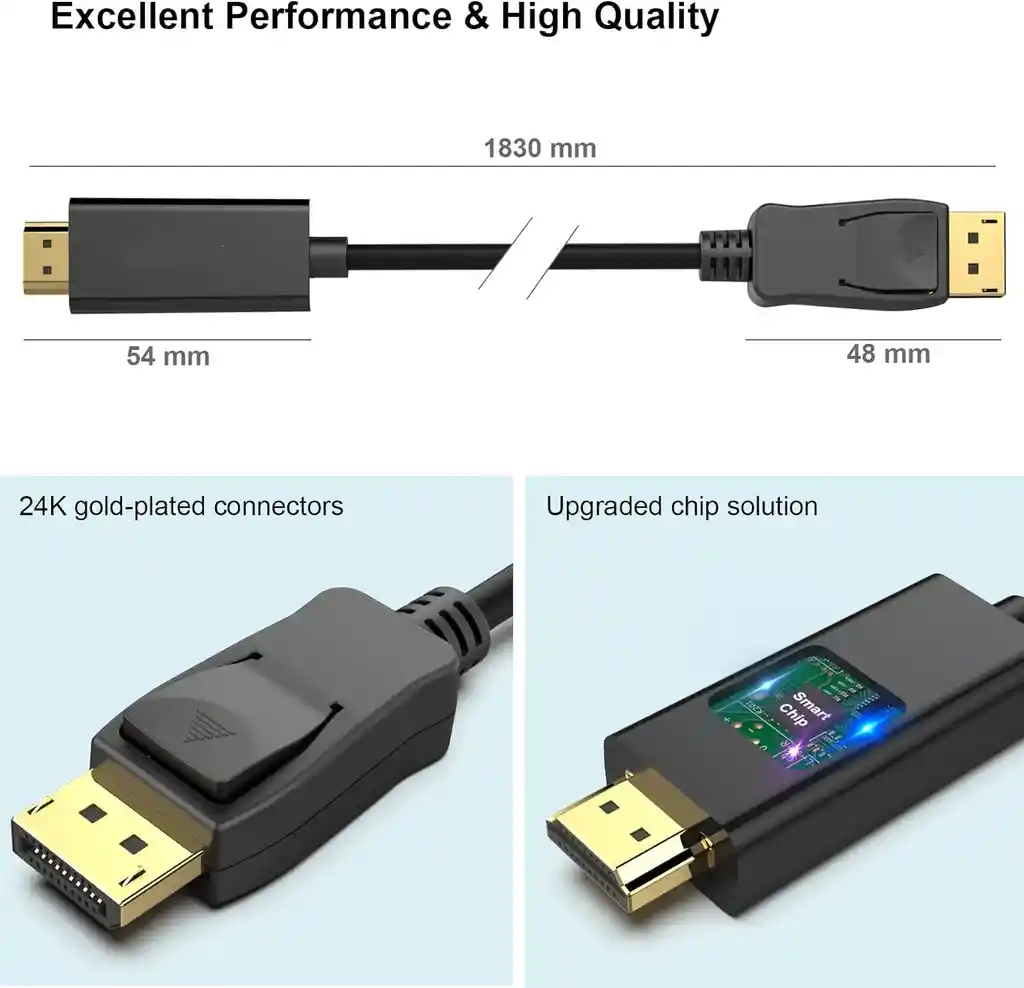 Cable Displayport A Hdmi 4k 2k Macho A Macho | 1.8 Metros |