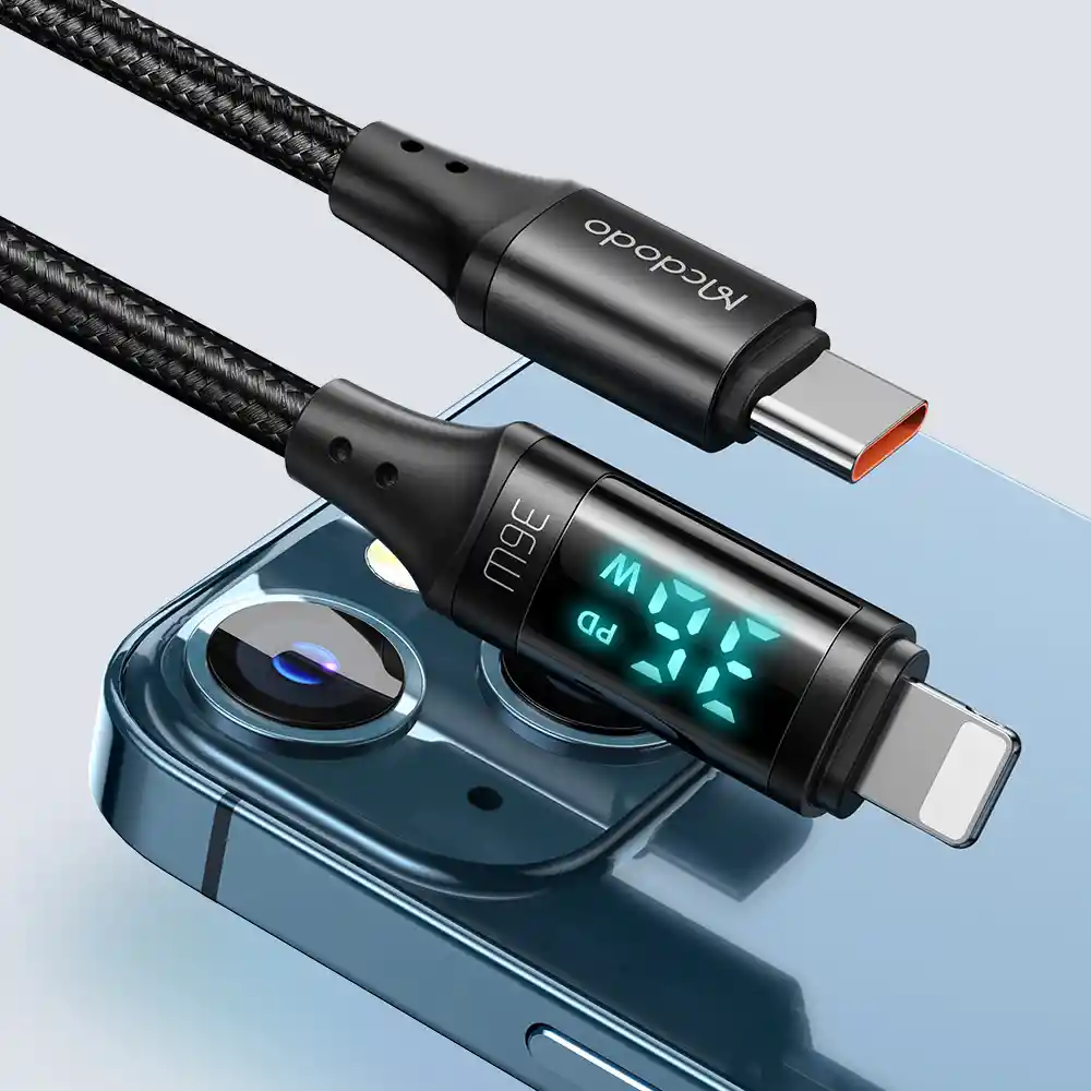 Cable Para Iphone A Tipo C 36w 1.2m Con Pantalla Digital