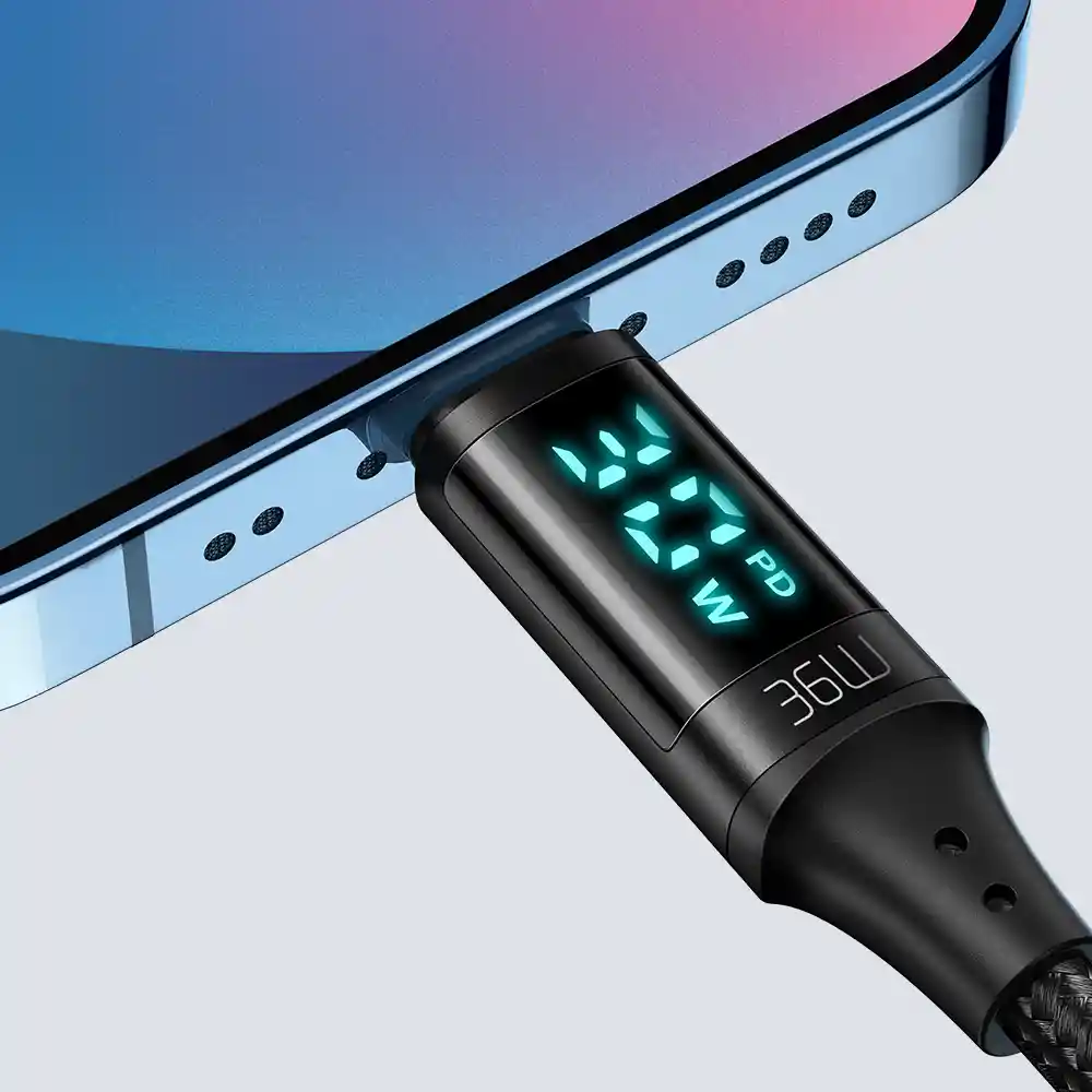 Cable Para Iphone A Tipo C 36w 1.2m Con Pantalla Digital