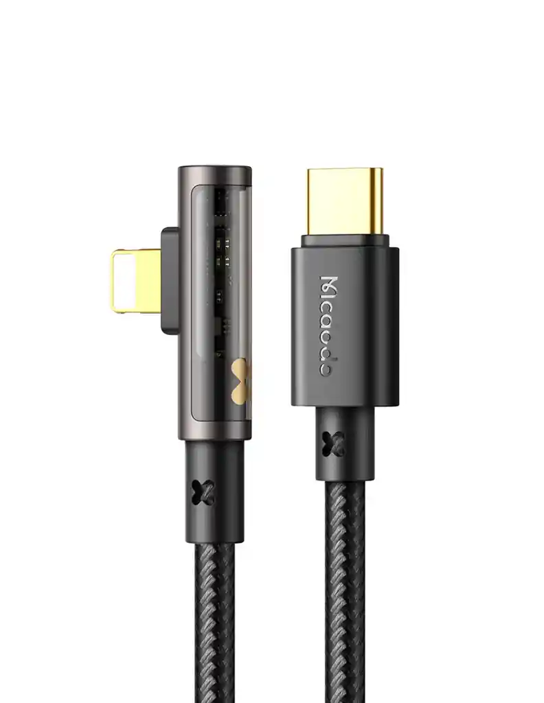 Cable Para Iphone A Usb C 36w 1.2m Transparente De 90° Mcdodo