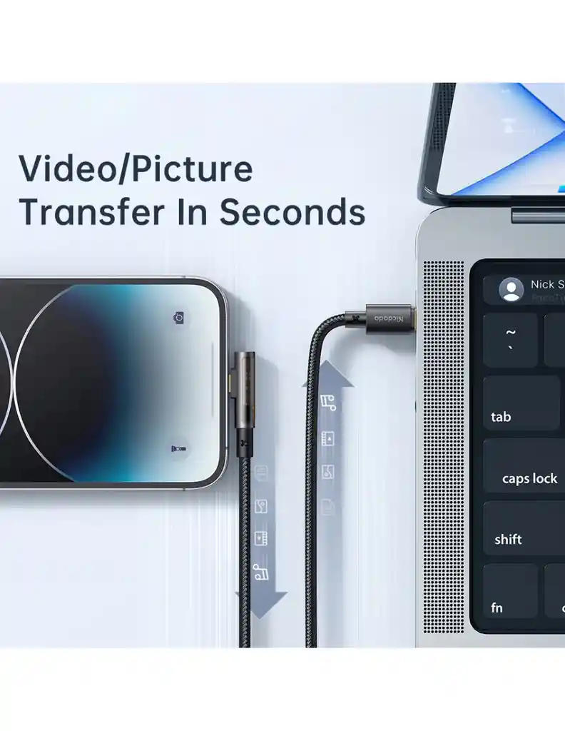 Cable Para Iphone A Usb C 36w 1.2m Transparente De 90° Mcdodo