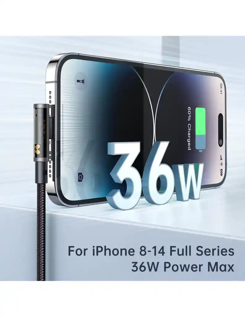 Cable Para Iphone A Usb C 36w 1.2m Transparente De 90° Mcdodo