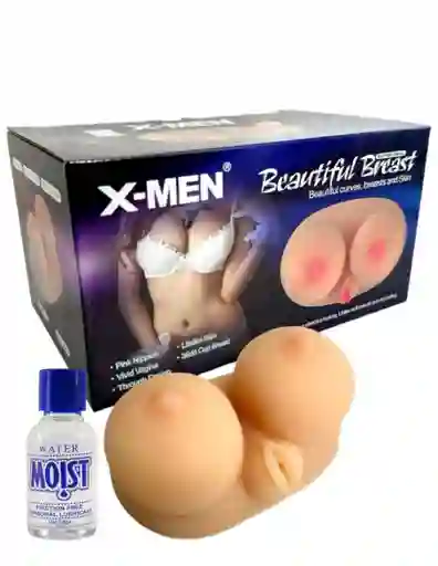 Masturbador Masculino Vagina Y Tetas 2 En 1 Ultrarealista Con Textura + Lubricante Neutro Pussy