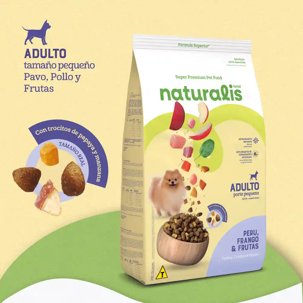 Naturalis Adulto Raza Pequeña Frango,peru Fruits (pavo,pollo Y Frutas) X 10,1 Kilos