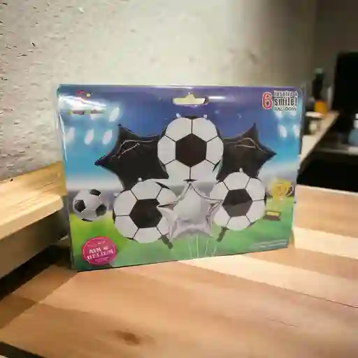 Bouquet De Globos Metálicos X5 Fútbol Estrellas