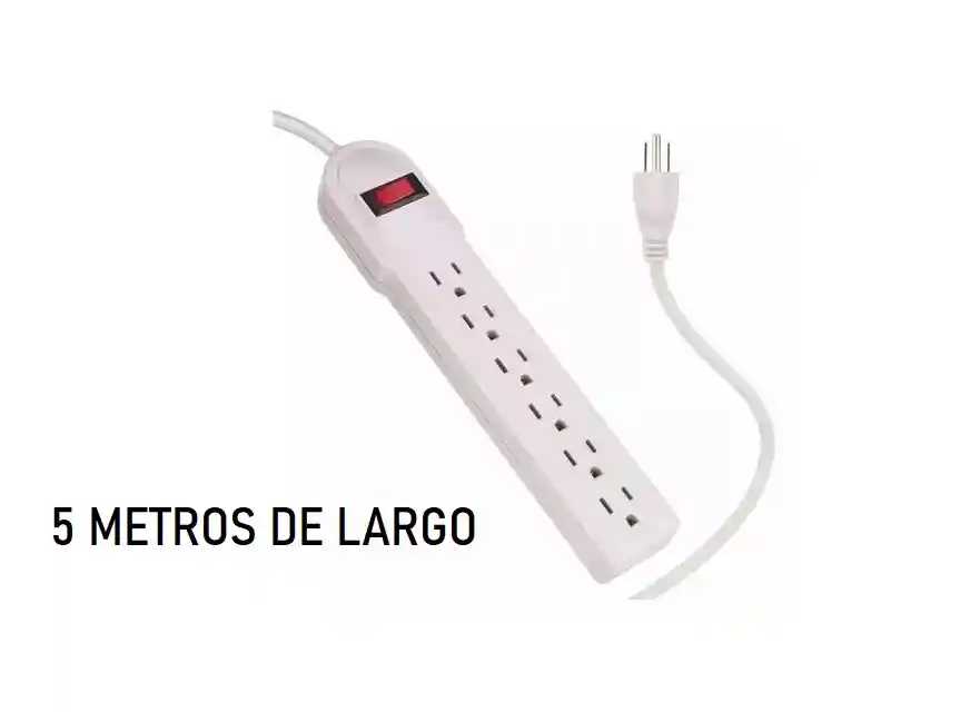 Regleta De 6 Puestos Y Una Extensión De 5 Metros