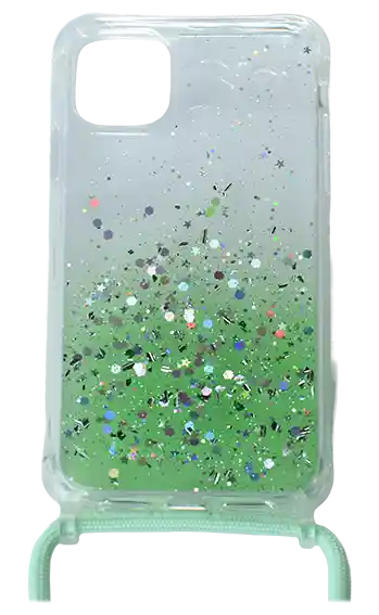 Forro Silicon Case Brillo Con Cordon Iphone 14 Pro Max Verde