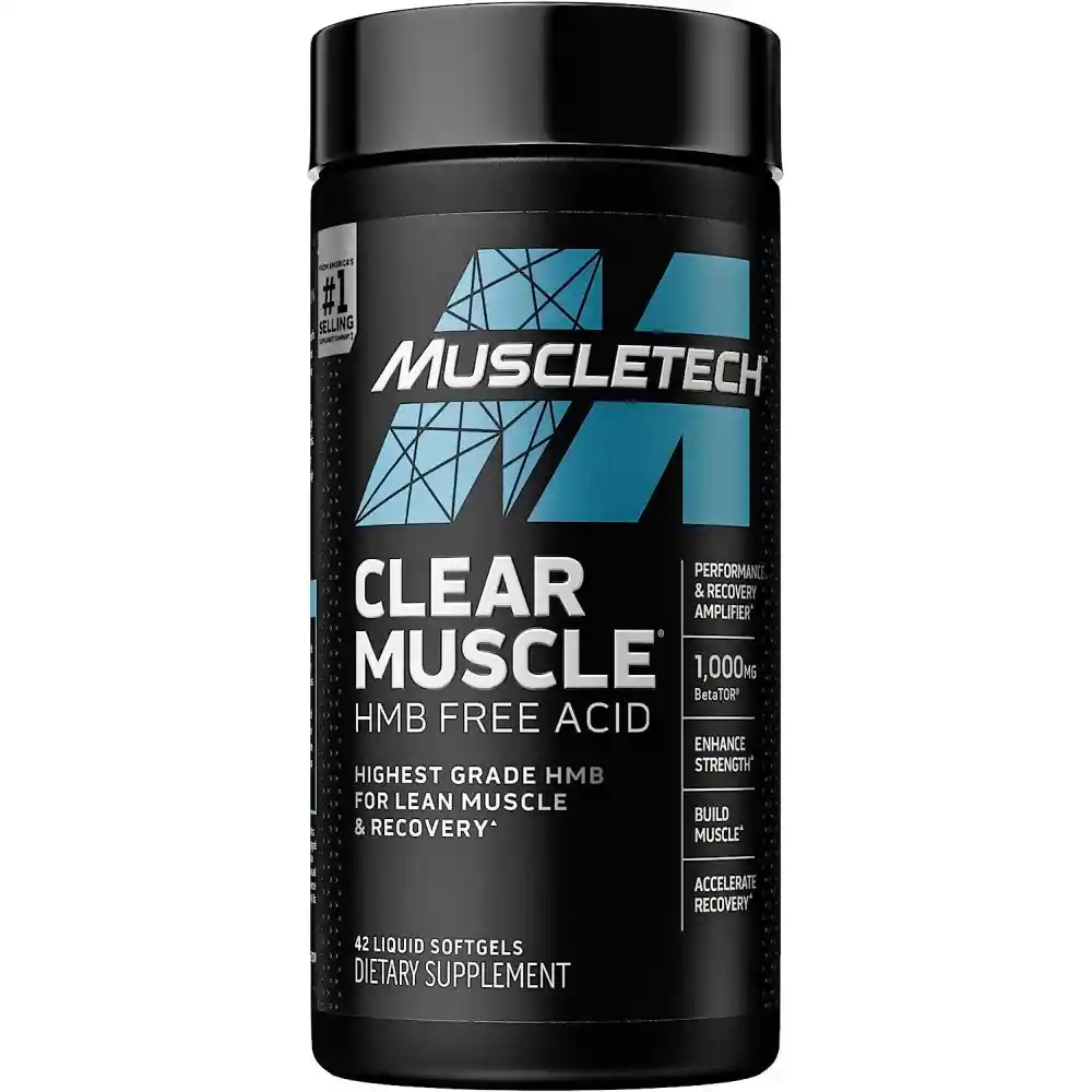 Muscletech Clear Muscle Recuperación Post Entreno Constructor De Musculo Para Hombre Y Mujer 1000 Mg 42 Cápsulas Blandas