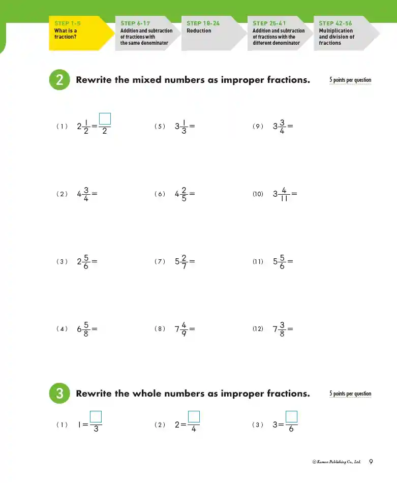 Libro Kumon Problemas Matemáticos Fracciones Ingles Niños