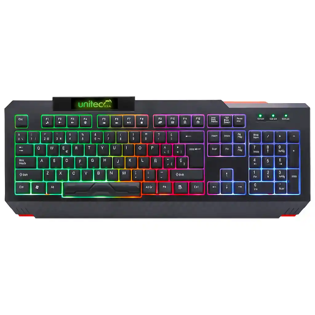 Teclado Gamer Rgb Led Usb Teclas Rainbow Unitec 29utxcmbrd