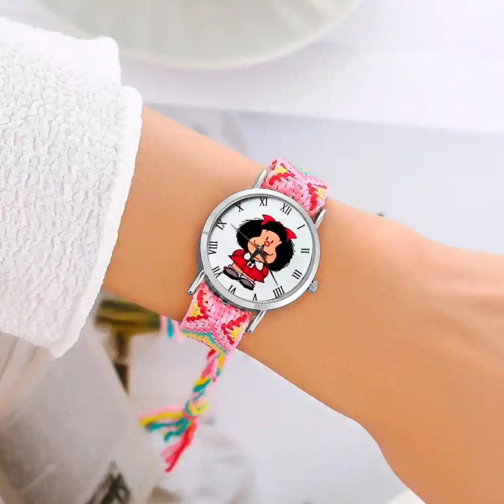 Reloj Mafalda Tejido Hilos Artesanal Mujer Dama + Estuche