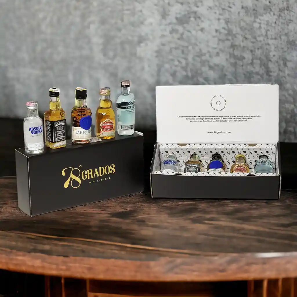 Caja Premium De 5 Mini Botellas De Licor (referencia #2)